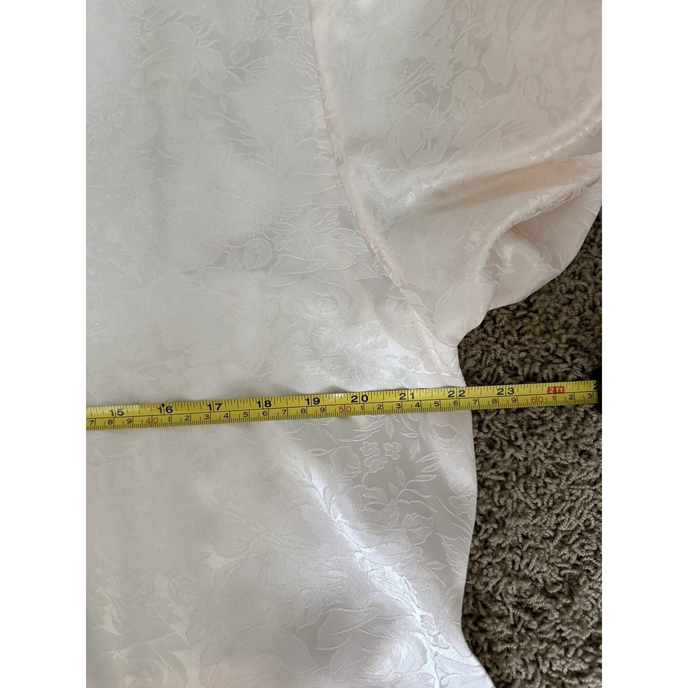 Vintage Christian Dior Pink Floral Satin Jacquard Robe Lace Shawl Collar Tie S - Picture 6 of 8